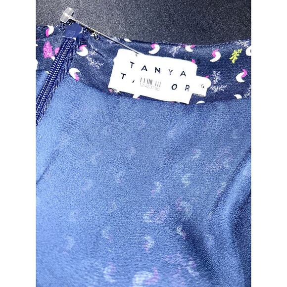 Tanya Taylor Bernadine Navy Blue Silk Faux wrap Short Dress Size 6 - Picture 5 of 5